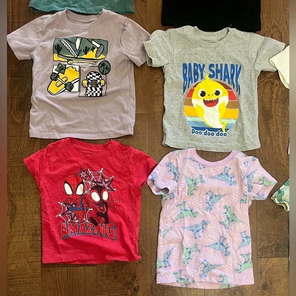 Toddler boy clothing bundle 19 pieces 2T swim trunks shorts tshirts